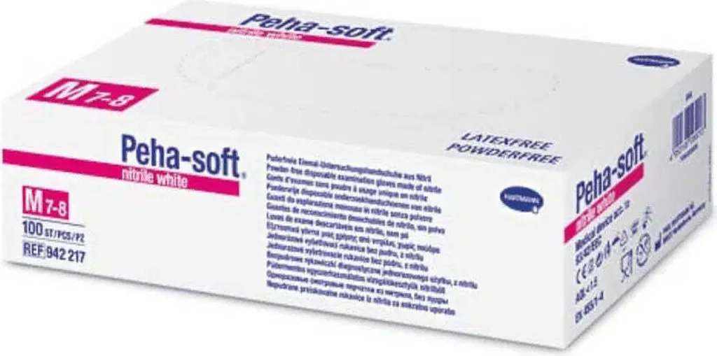 Gants d'examen en nitrile blanc Peha-Solf Hartmann sans poudre taille M