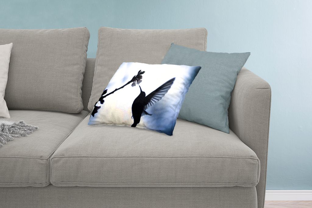 MuchoWow Zierkissen Sofakissen Wohnzimmer Dekokissen 60x40 cm Vogel - Kolibri - Scherenschnitt - Kopfkissen - Polster mit Foto