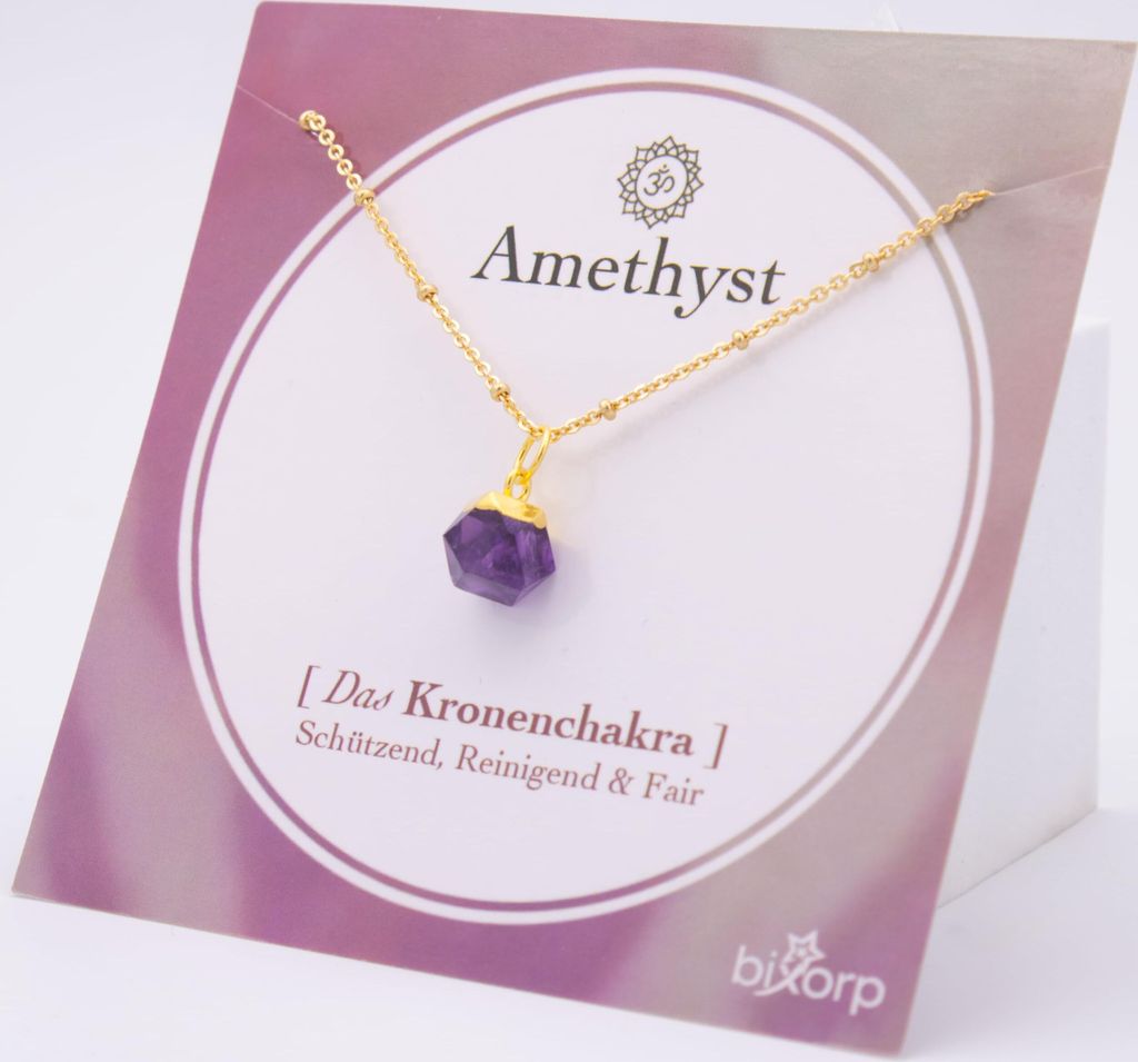 Náhrdelník sakrální čakry Bixorp Gems Ametyst + 18karátové Obrázek produktu 6