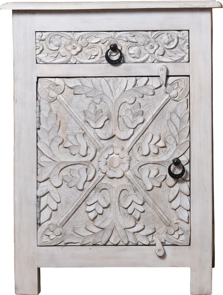 Chevet oriental pour lit Boxspring Hashmia - Table de chevet en bois