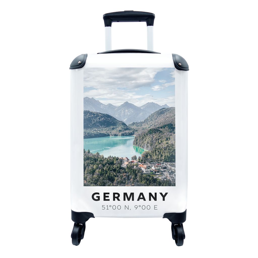 MuchoWow Koffer Handgepäck Trolley Rollkoffer Kleine Reisekoffer mit 4 Rollen - Deutschland - Wasser - Wald - Cabin Size < 55x40x23 cm & 55x40x2...