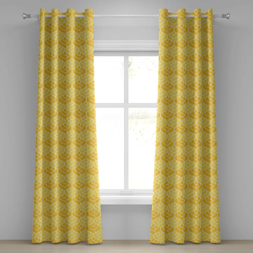 Tende Decorative Rose Astratte 280x245cm ABAKUHAUS Giallo Bianco