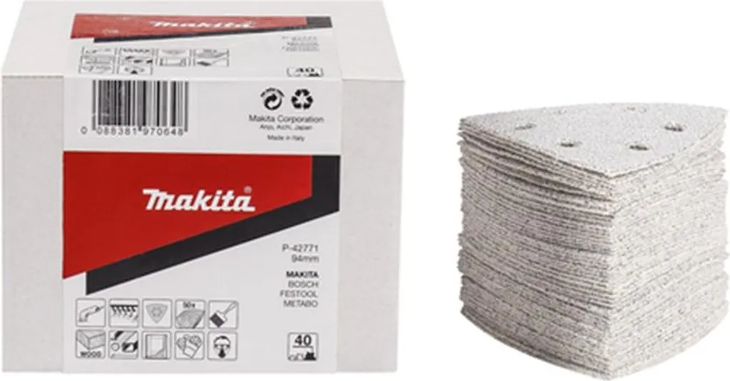 Papier abrasif Makita K320 8 trous 94 mm spécial peintures - 50 unités
