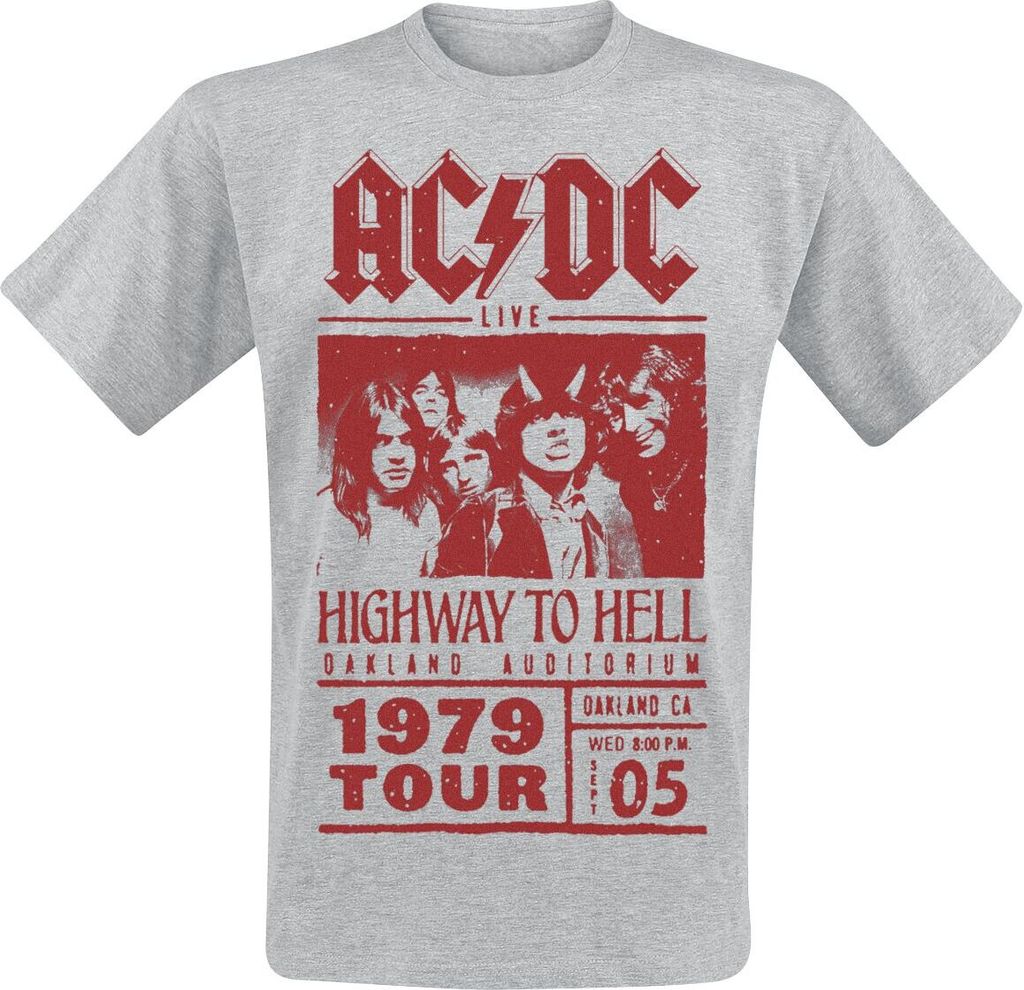 AC/DC T-Shirt Herren Highway To Hell - Red Photo - 1979 Tour grau meliert XL