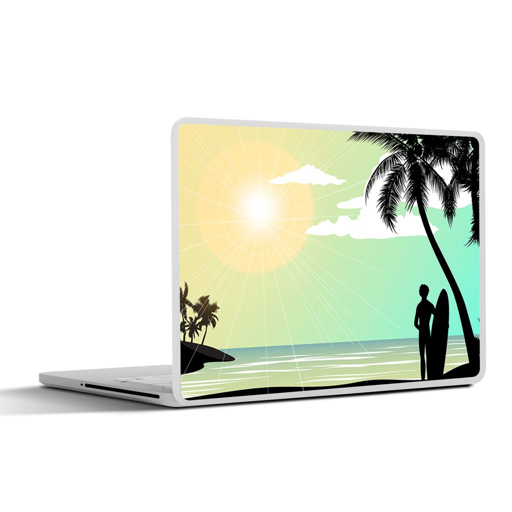 MuchoWow Laptop Aufkleber Sticker Cover Meer - Surfen - Sonne - Palme 32.5x23.5 cm - Sticker für Laptop - Selbstklebend