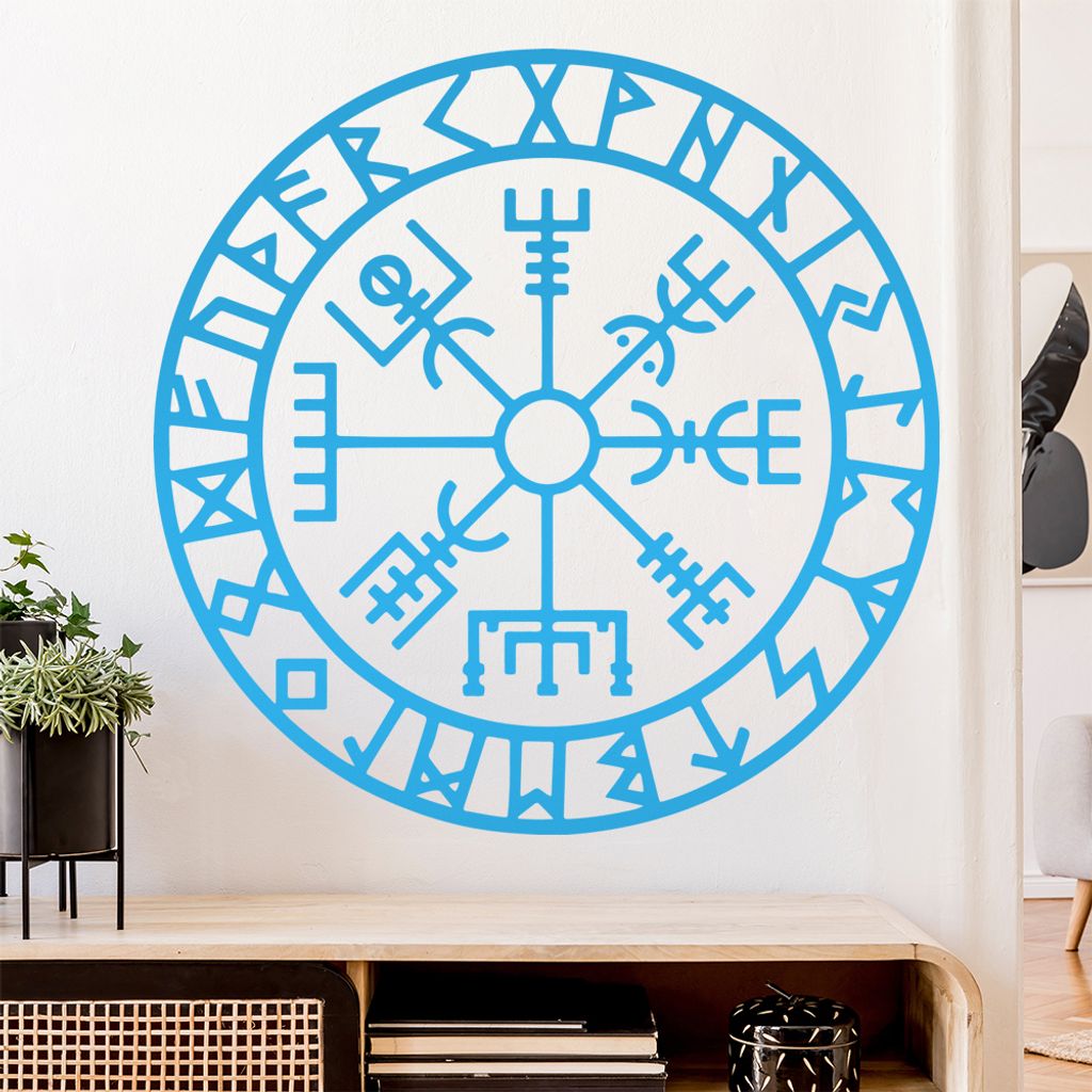Wikingerkompass Runen Wandtattoo Wandaufkleber Wall Sticker - Dekoration, Küche, Wohnzimmer, Schlafzimmer, Badezimmer