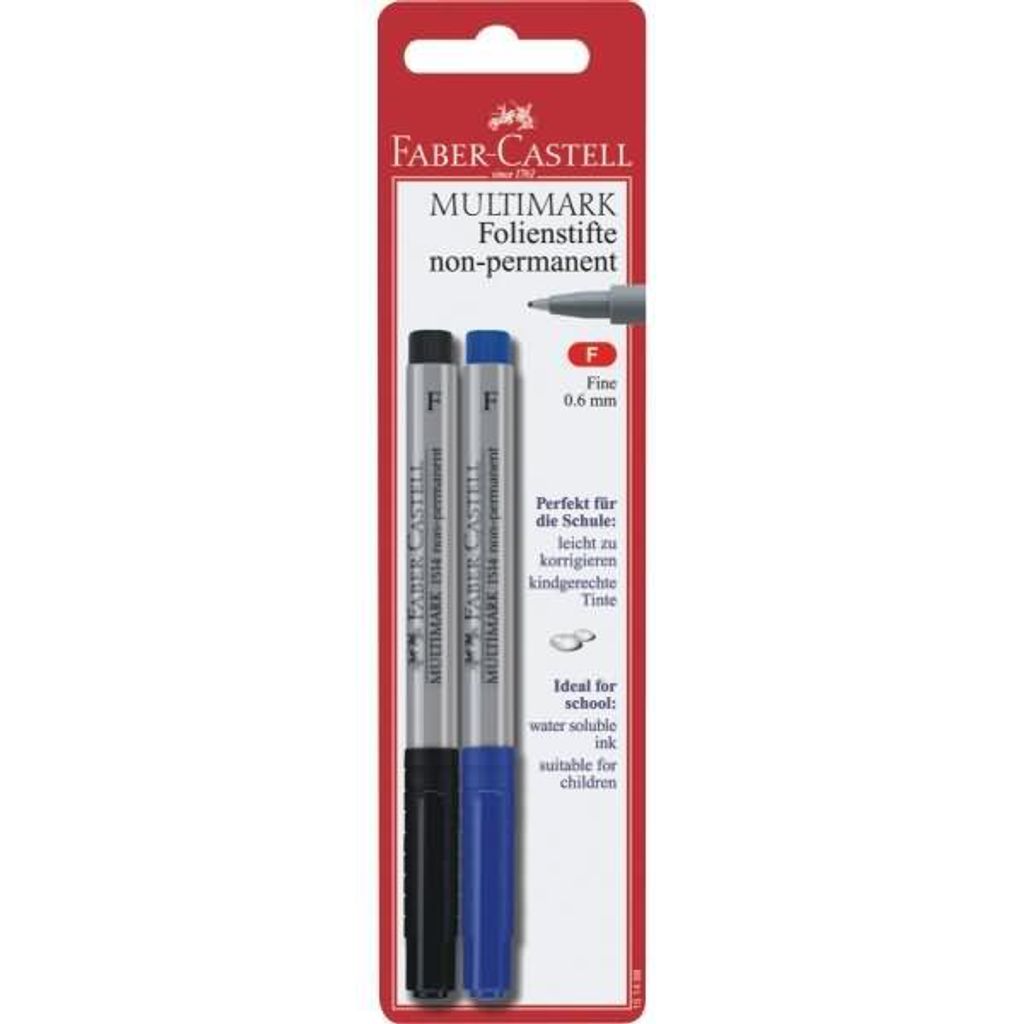 Faber Castell Marker Multimark non-perm F 0,6 mm 2er bl+sw S