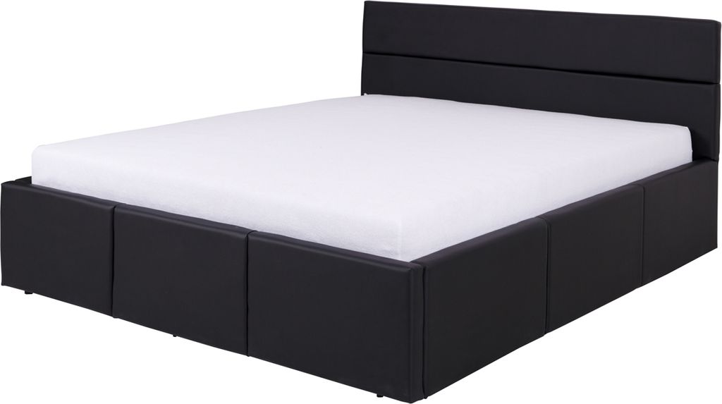 Polsterbett Bett Doppelbett LABRI Kunstleder Schwarz 160x200cm
