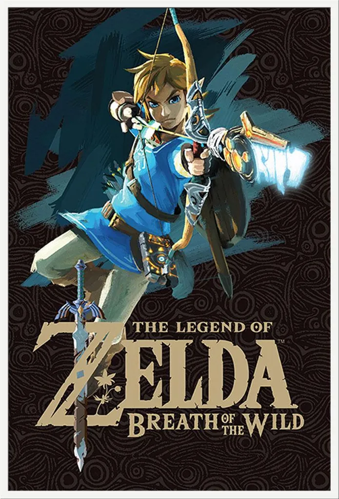 Affiche Zelda Breath of the Wild : Cadre Blanc Shinsuke et Vitre Acryl
