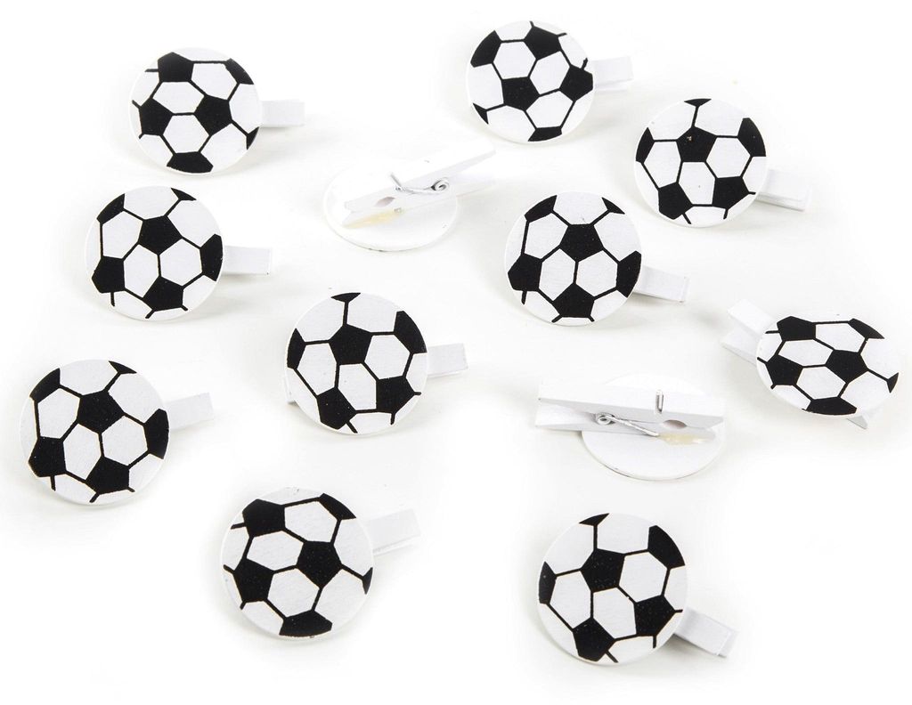 Logbuch-Verlag 12 Fußballklammern Fußballdeko für Kindergeburtstag WM Party EM Fußball Deko Partydeko Kinder Junge Mädchen Mitgebsel Fußballv...