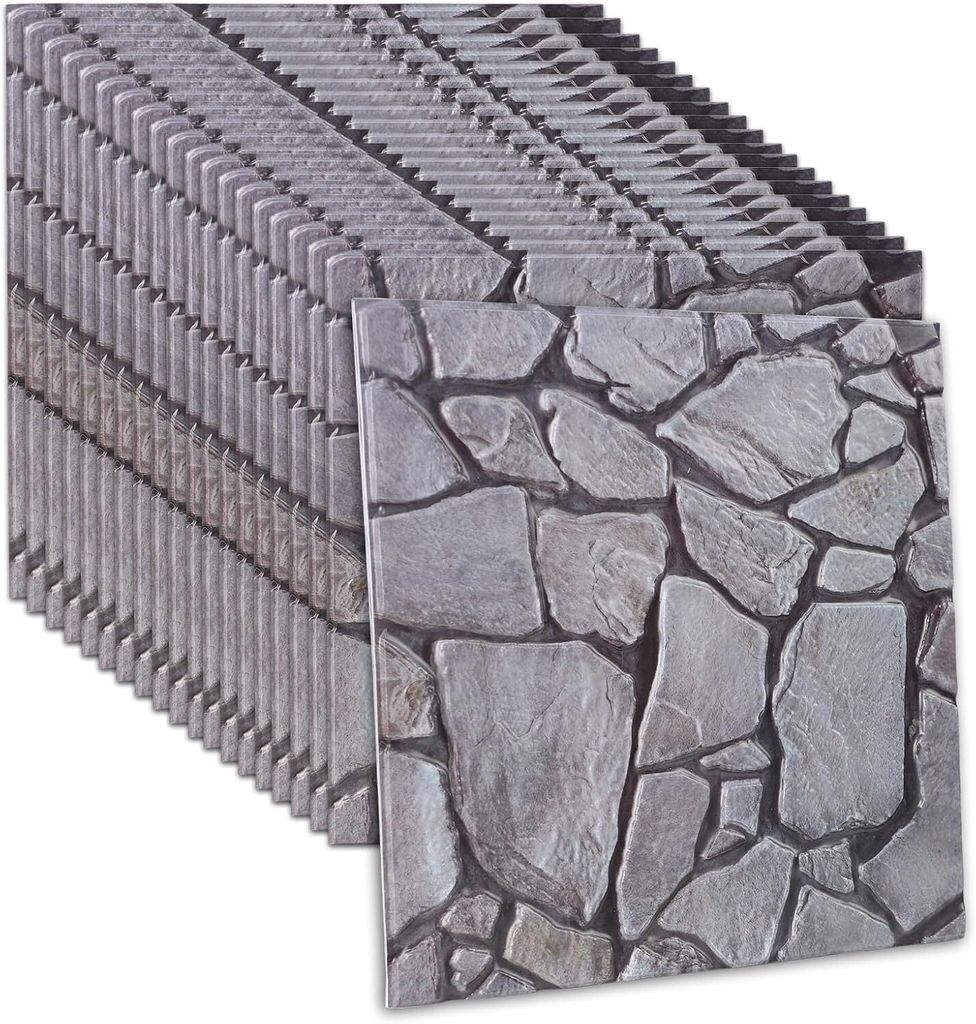 20 Stück 3D Wandpaneele in Steinoptik, 30 x 30 cm Selbstklebende Wandaufkleber aus PVC Material, Wasser und ölbeständige Wandaufkleber für Küc...