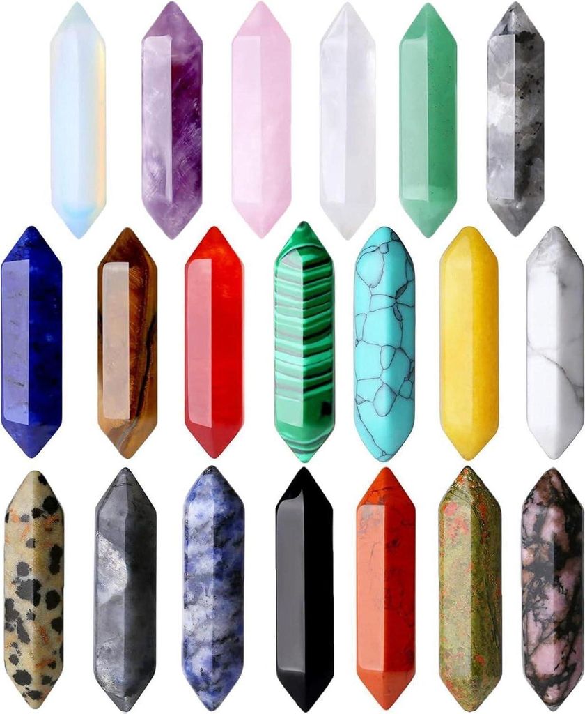 20 Stück Natürliche Edelsteine Set Sechseckige Kristalle Produktbild 