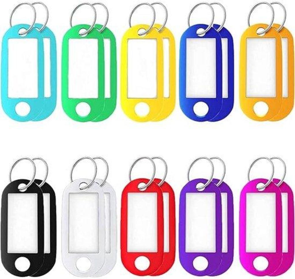 Kleiner, handgeschriebener, tragbarer Schlüsselanhänger - für Schlüssel, USB-Sticks, Schulrucksäcke - 10 Farben - 30 Stück