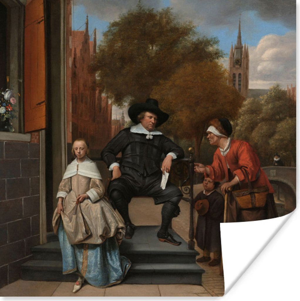 MuchoWow Poster Der Bürgermeister von Delft und seine Tochter - Gemälde von Jan Steen 100x100 cm - Babyzimmer