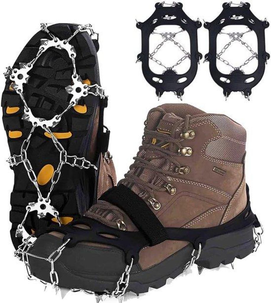 Famanu Steigeisen mit Edelstahl-Spikes - Antirutsch-Schutz für Schuhe