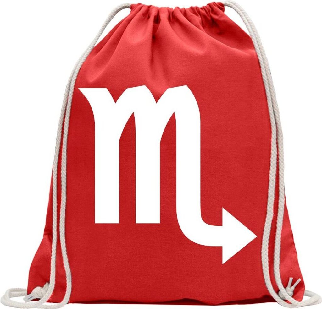 Kiwistar - Turnbeutel - rot - Skorpion Sternzeichen - Fun Rucksack Sport Beutel Gymsack Baumwolle mit Ziehgurt