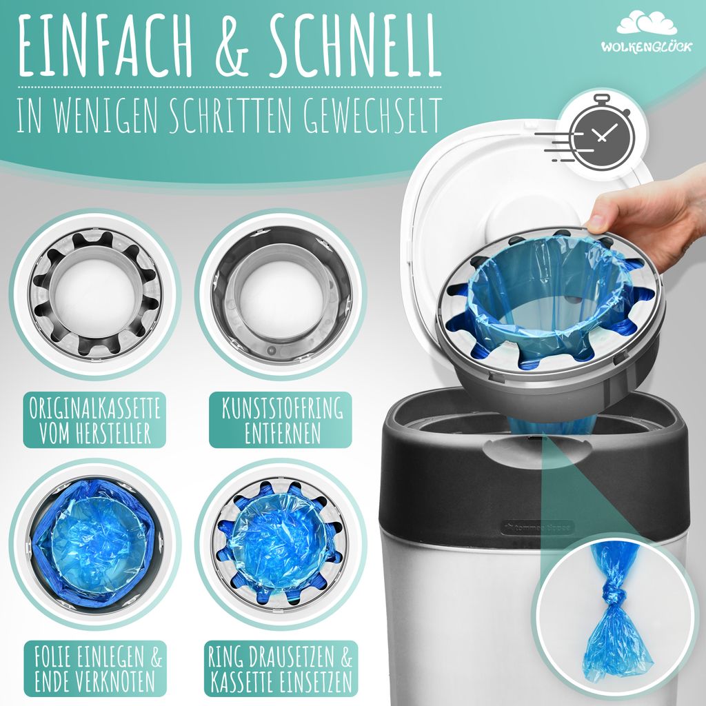 WOLKENGLÜCK® Windeleimer Nachfüllfolie [5er-Set in Produktbild 
