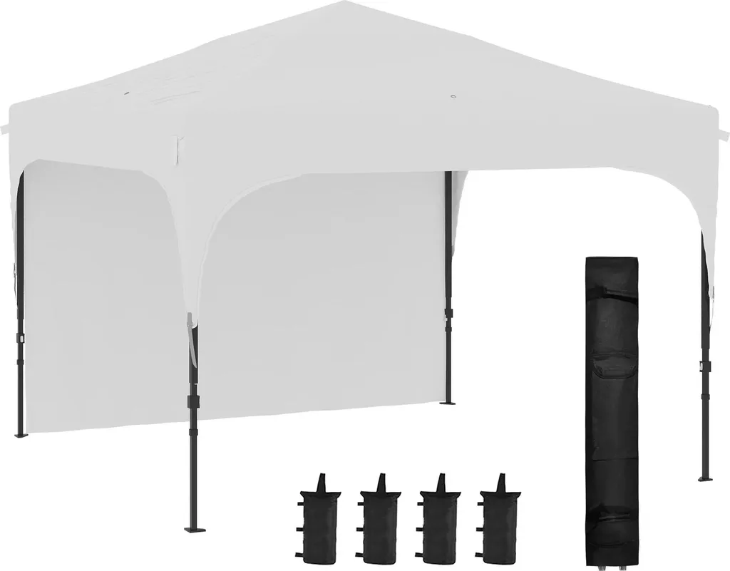 Tonnelle pliante 3x3m blanche montage rapide pour abri pluie et vent