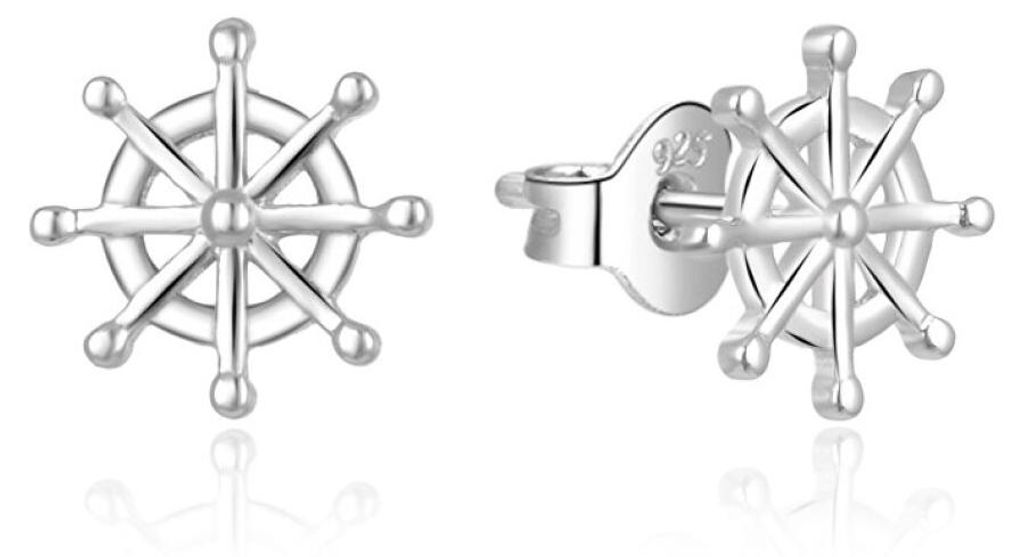 Playful silver earrings in the shape of the rudder E0002503