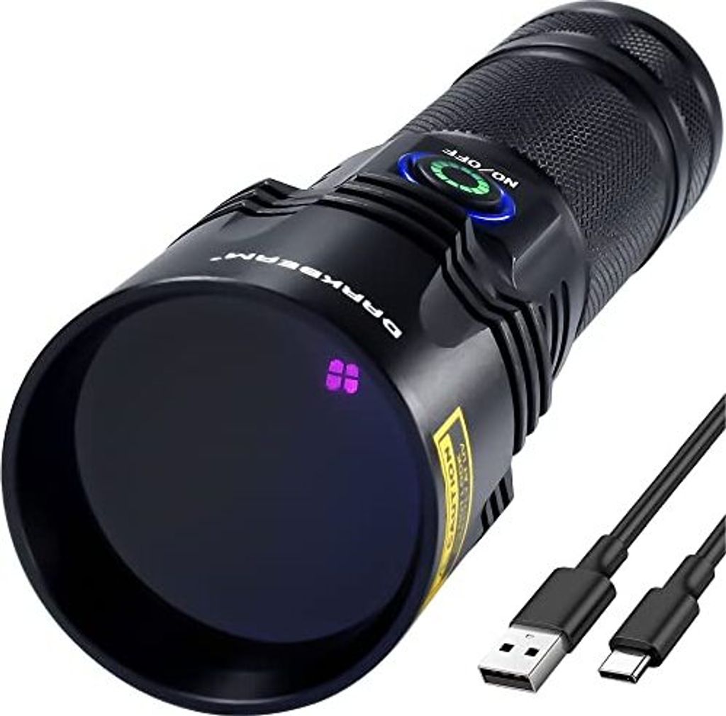 DarkBeam UV Torch Schwarzes Licht wiederaufladbar USB-C, Ultraviolett 365nm LED-Woodsche Lampe, Fackeln Blacklight Ore, Pet Urindetektoren, Harzhä...