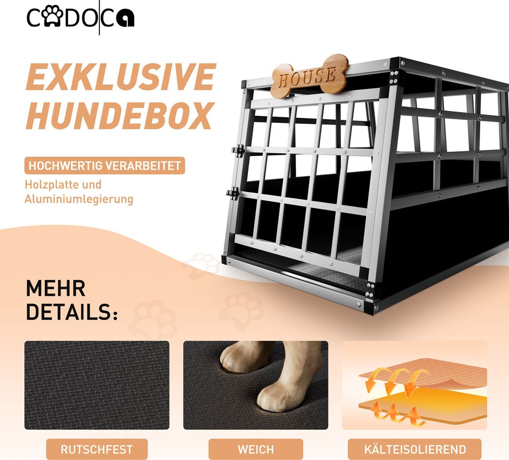 CADOCA® Hundetransportbox Aluminium Hundebox Kofferraum Produktbild 3