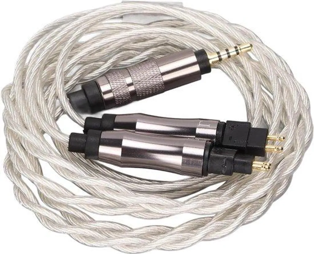 Câble écouteurs en argent et fiche dorée 2,5 mm pour son haute résolution