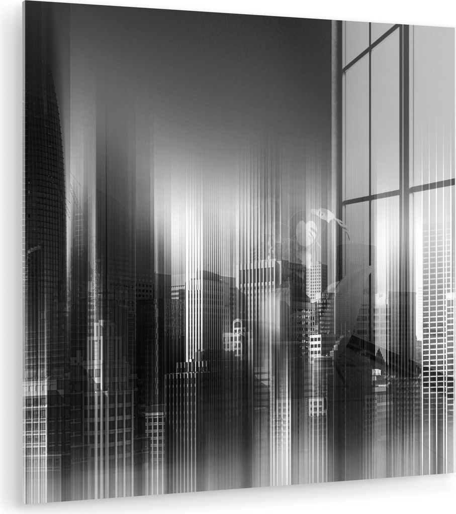 MuchoWow Glasbilder - Bilder auf Wandbild - Foto auf Glas San Francisco - Skyline - Schwarz und weiß - verblasst 20x20 cm Wanddekoration aus Glas ...