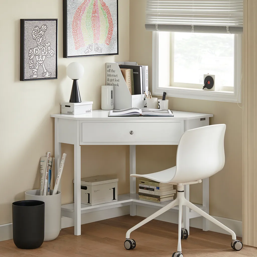 Table de Bureau d'Angle pour Désencombrer votre Salon avec Rangement
