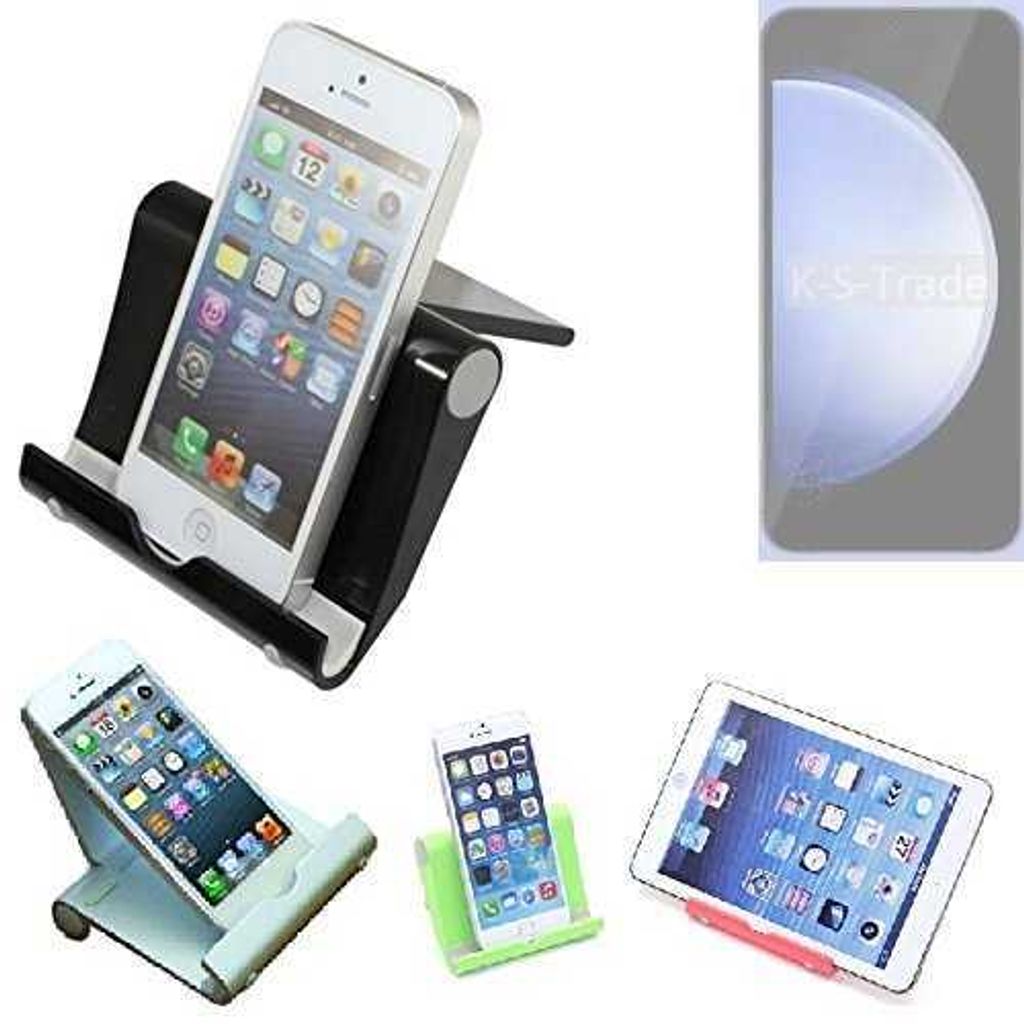 K-S-Trade Handy-Ständer kompatibel mit Samsung Galaxy S23 FE SM8450 faltbarer Tischständer Smartphone Tablet Halterung Reise