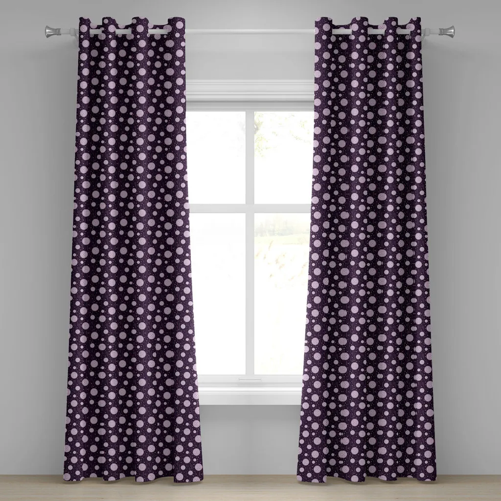 Rideau anti-regards motif rétro violet rose 280x245 cm pour chambre