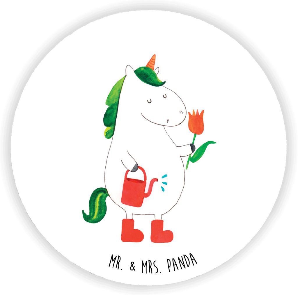 Mr. & Mrs. Panda Kühlschrankmagnet Einhorn Gärtner - Weiß - Geschenk, Magnetknopf, Stiefel, Blume, magnet für fotos, Freundin, Einhörner, Unic...