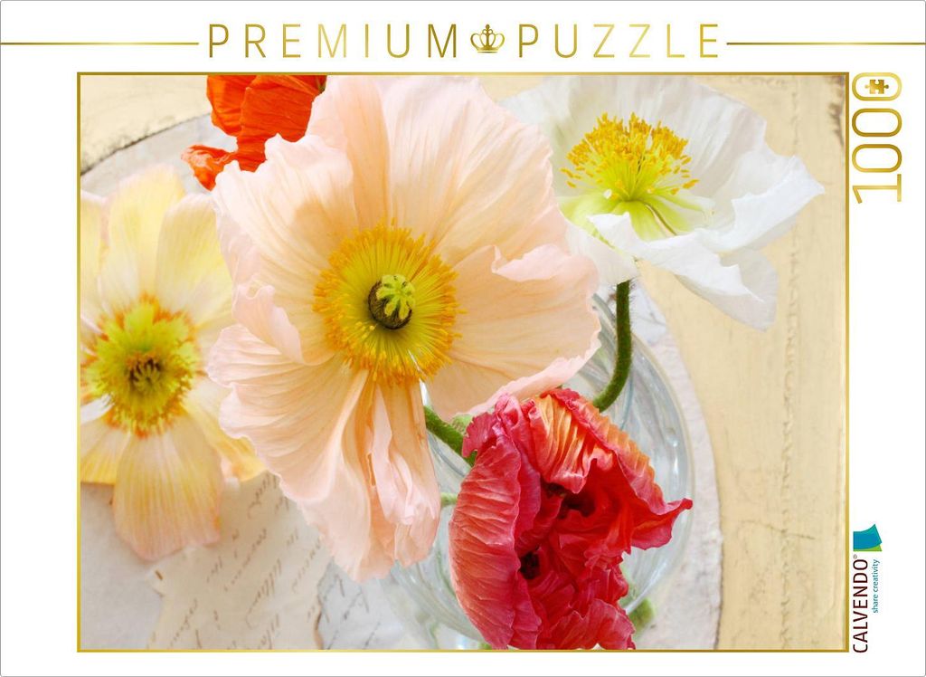 CALVENDO Puzzle Mohnblüten in der Vase | 1000 Teile Lege-Größe 64x48cm Foto-Puzzle für glückliche Stunden