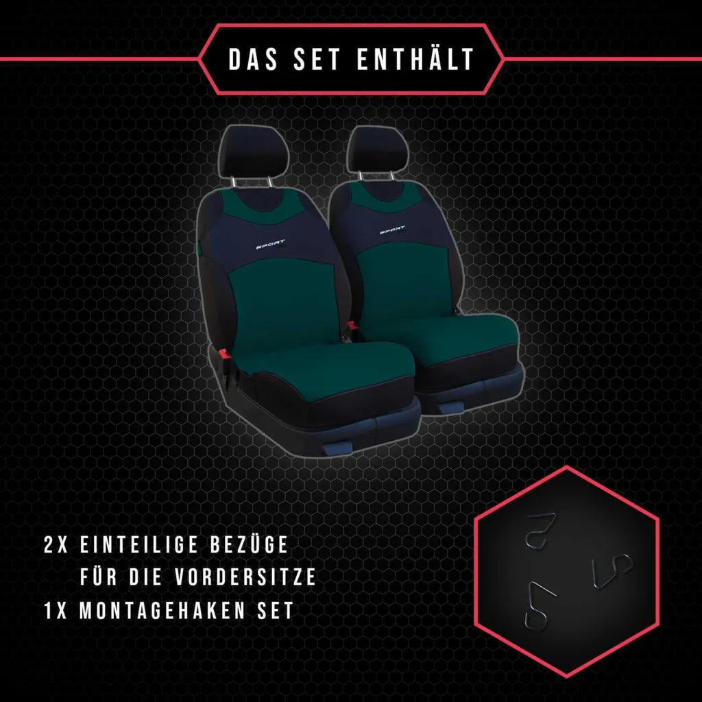 Coprisedili Auto Elegance Verde per Opel Signum | Kit 1+1 Premium - 6