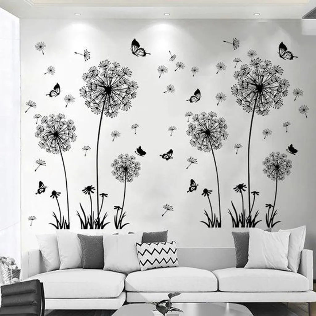 Stickers muraux fleurs noires décoration adhésive chic pour chambre et salon