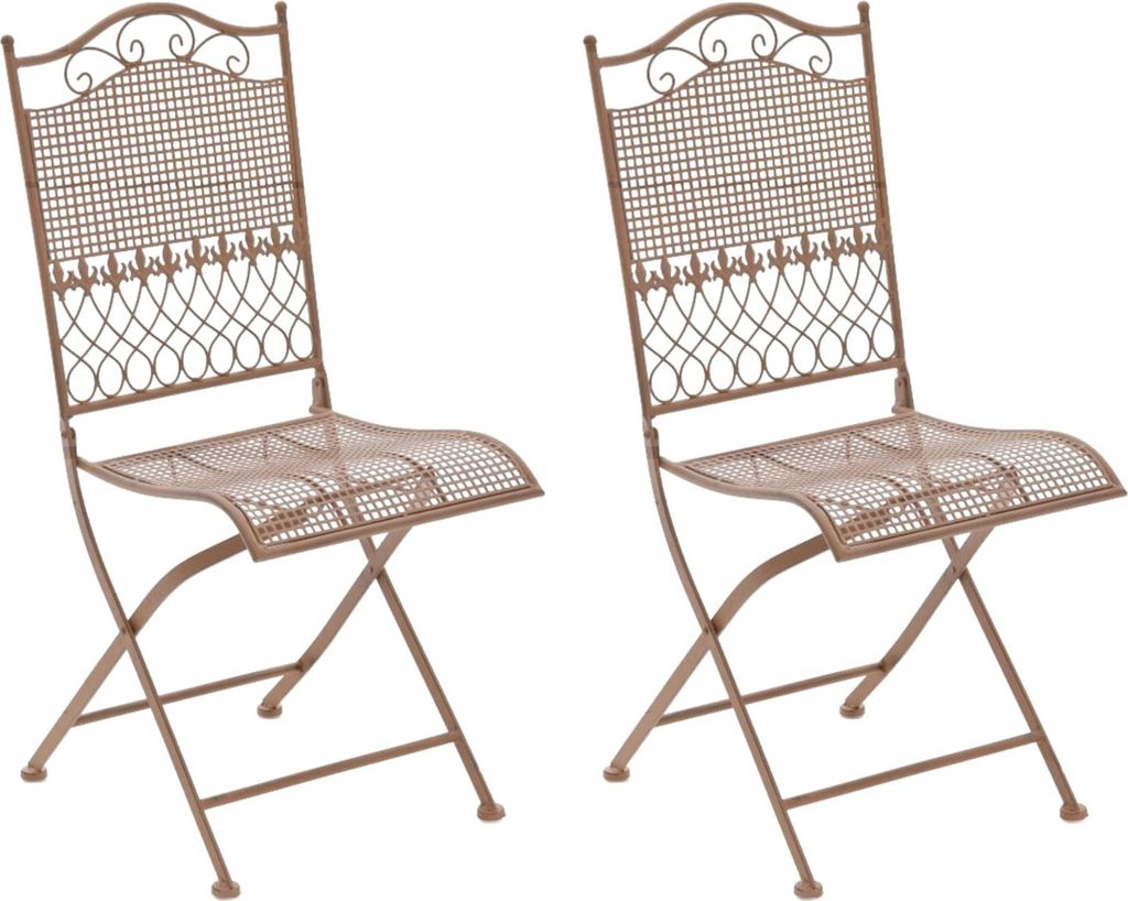 CLP 2er Set Gartenstühle klappbar Kiran wetterfeste Balkonstühle im Jugendstil Farbe antik braun