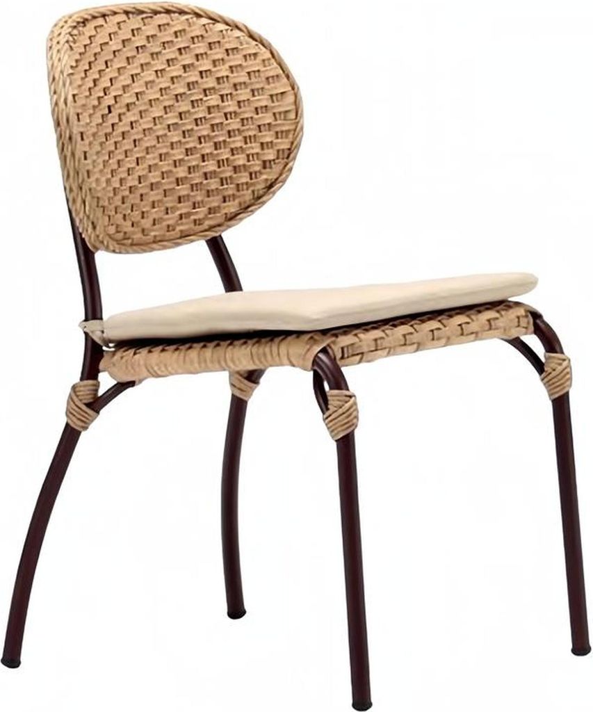 Modern Hochwertig Terrasse Stuhl Beige Luxus Stühle stilvoll Rattan Stil