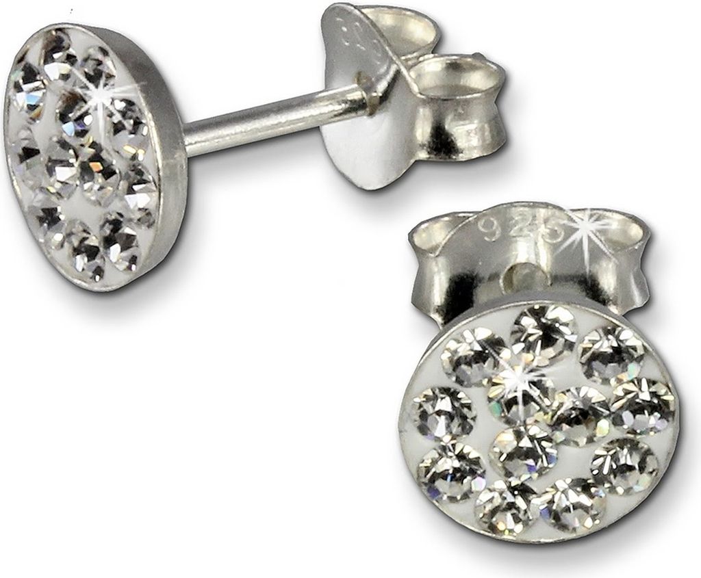 Teenie-Weenie Ohrstecker für Kinder 925 Silber weiß Rund Ohrringe SDO252W