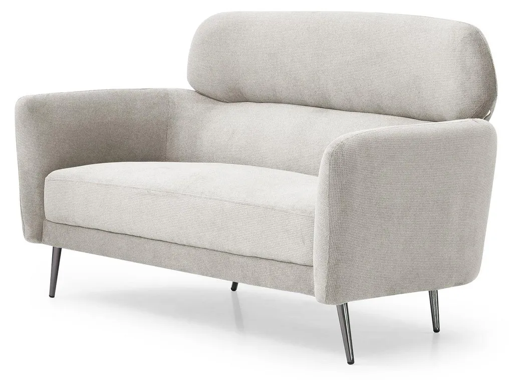 Canapé 2 places haut dossier Damigal en tissu beige doux ultra moelleux