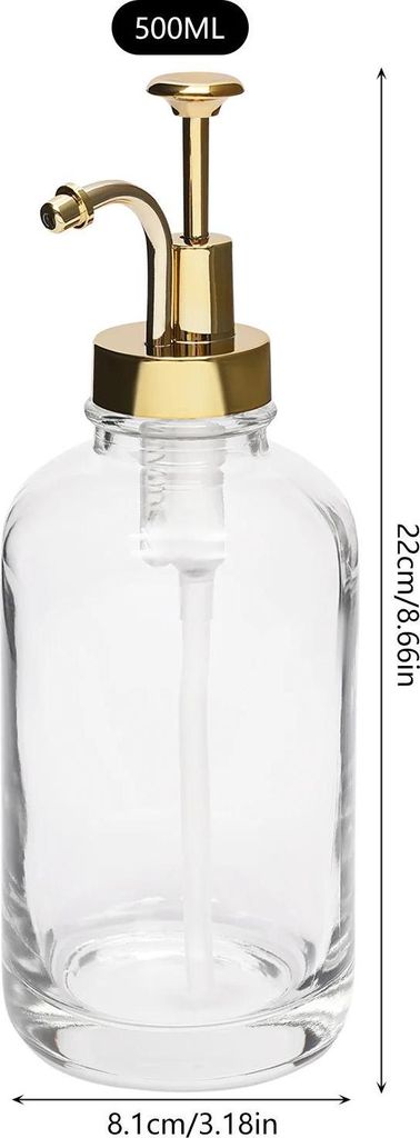 Kaffeesirup Spenderset - Sirupflaschen - 2er-Set - je 500 ml - Glas & Edelstahl - mit Trichter - 22 x 8,1 cm - wiederverwendbar - Gold
