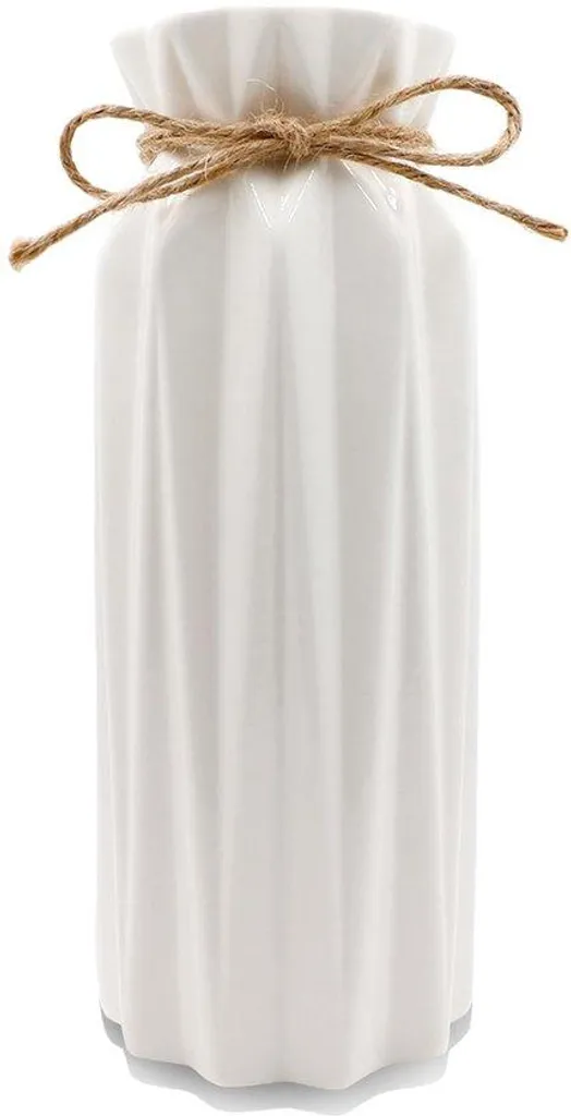 Vase bohème en céramique émaillée 21,5 cm décoré de jute naturel
