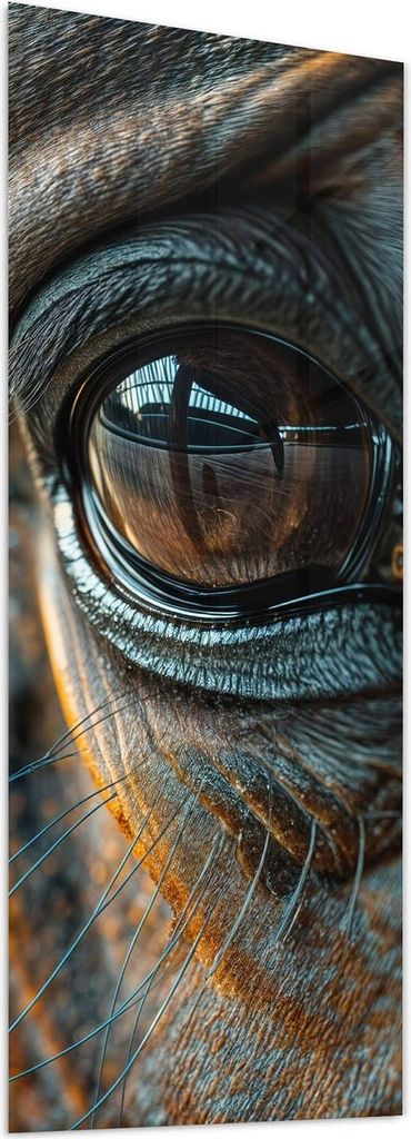 Glasbild 60x150cm in XXL für Wohnzimmer, Schlafzimmer Motiv Pferdeauge