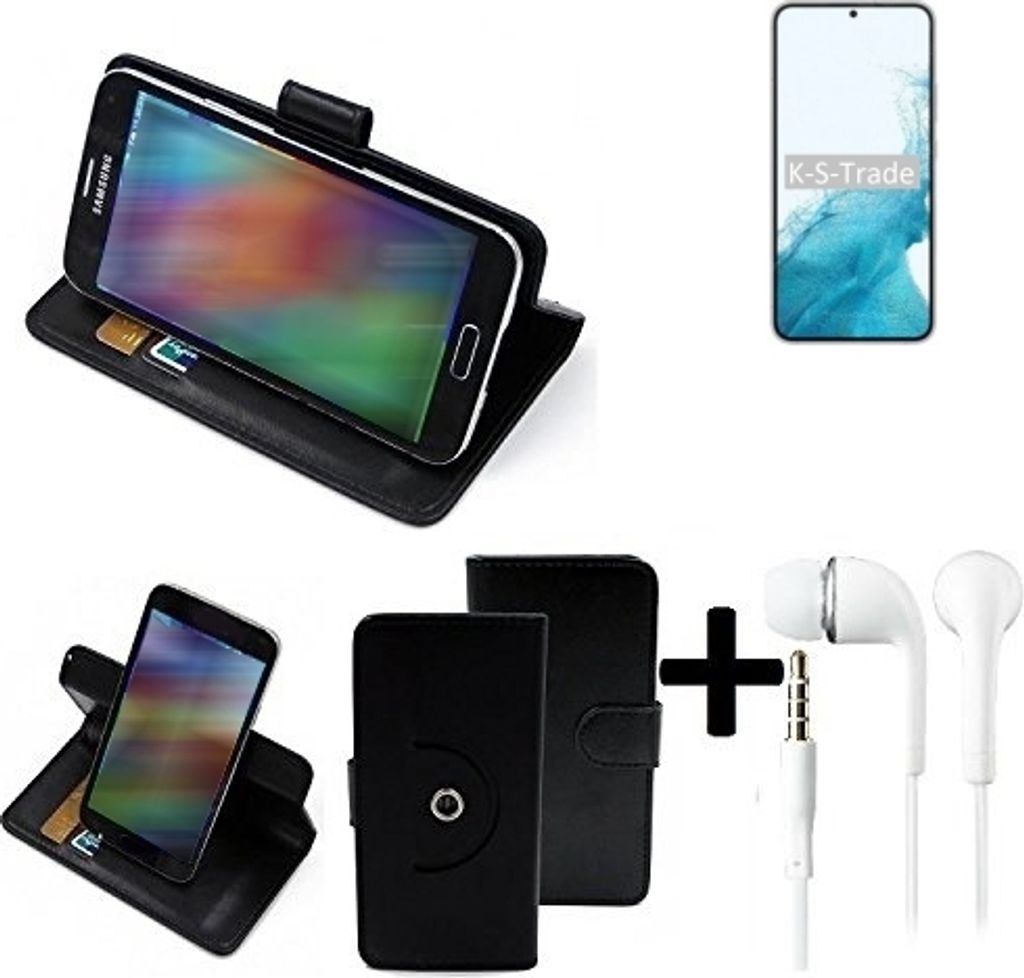 K-S-Trade Handy Hülle Schutz Hülle + Kopfhörer kompatibel mit Samsung Galaxy S22+ Exynos Handyhülle Flipcase Smartphone Cover Handy Schutz Tasche