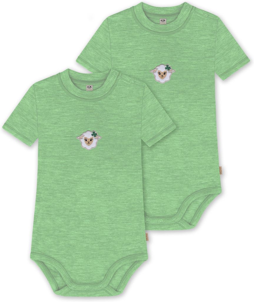 normani 2er Set Baby Einteiler Body Kurzarm Bodysuit aus Wolle