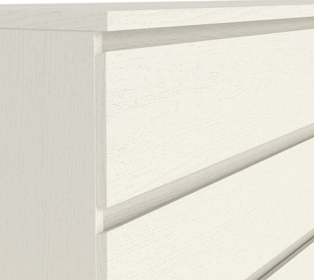 Commode 6 Tiroirs Chêne Blanc Noulan - Grand Buffet Bas de Chambre Chic - 5