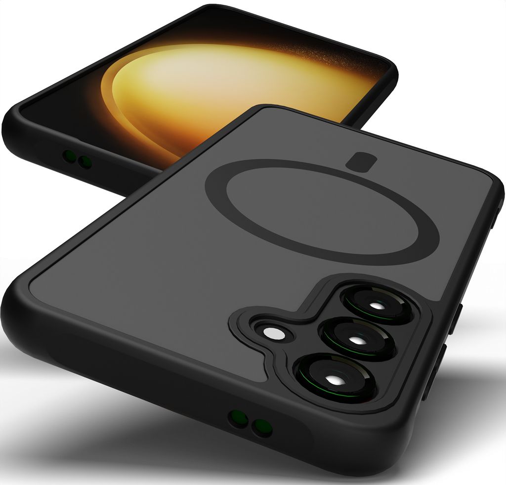 Hülle für Samsung Galaxy Schwarz Magnetische MagSafe Case für S23, S24, S25 + Ultra Kameraschutz Stoßfest Dünn Handyhülle : Samsung Galaxy S2...