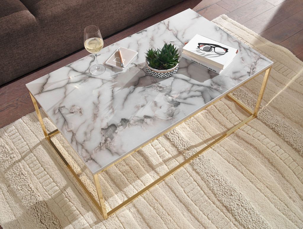 Couchtisch FineBuy Sofatisch Marmor Optik 100x60x40 cm Produktbild 4