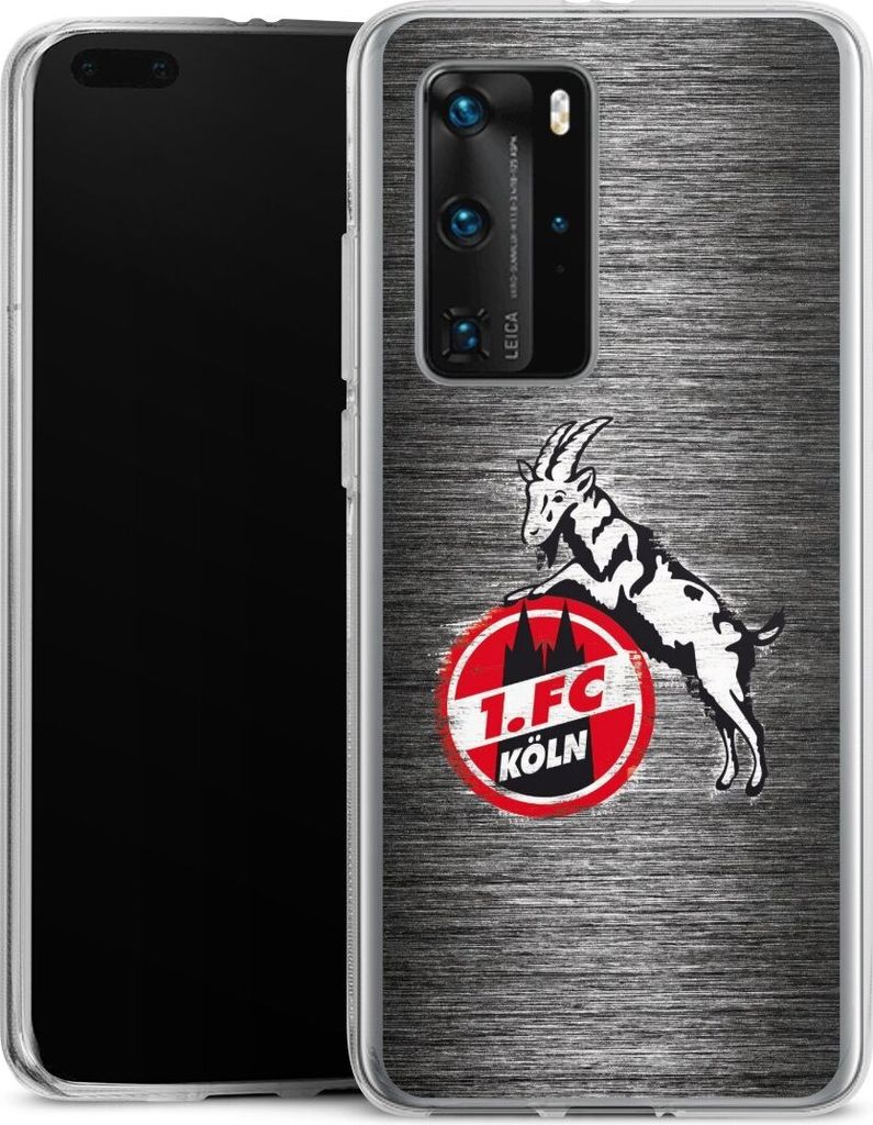 DeinDesign Handyhülle für Huawei P40 Pro Silikon Hülle Case Smartphone Schutzhülle 1. FC Köln Metallic Look Offizielles Lizenzprodukt
