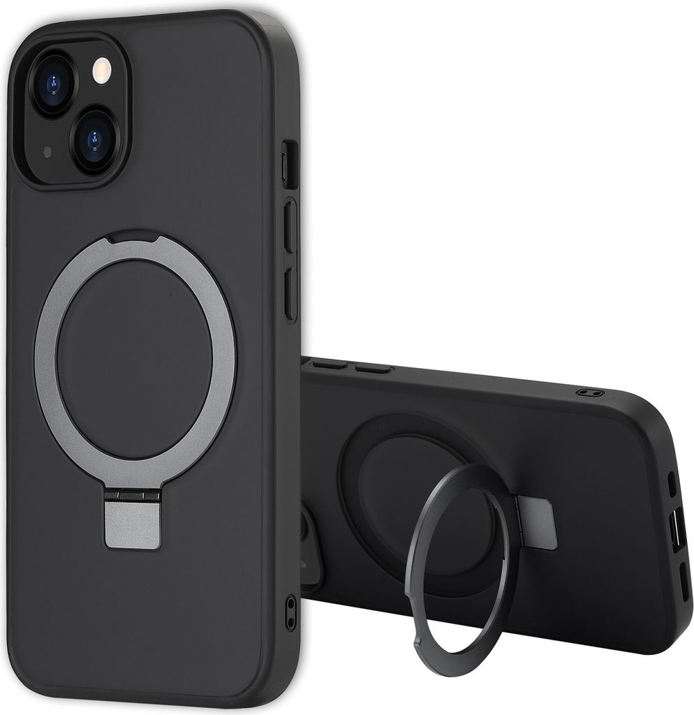 Accezz Ring Stand Backcover mit MagSafe iPhone 13 - Schwarz
