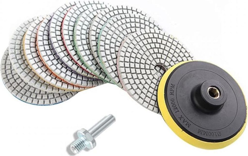 Set mit 12 Diamantschleifscheiben, verschleißfest, Körnung 50, 100, 150, 300, 500, 800, 1000, 1500, 2000, 3000, geeignet für Granit, Beton, Marm...