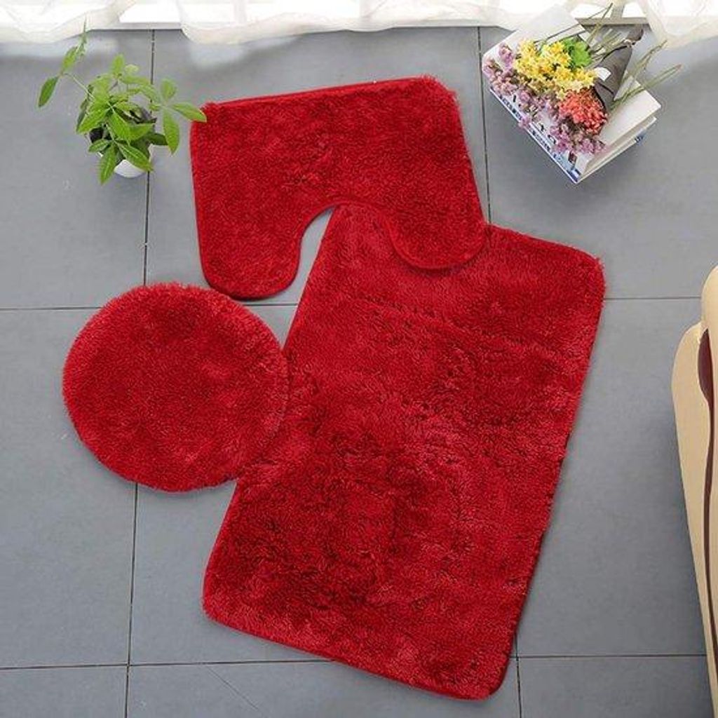 3-teiliges Badmatset - wasserdampfabsorberend - antischlupf - Set aus 3 Teilen
